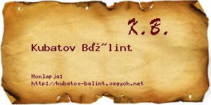 Kubatov Bálint névjegykártya