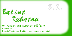 balint kubatov business card